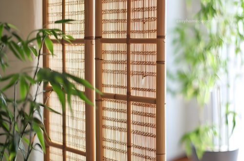 Room divider ideas featuring wood slats, shelving, folding screens, glass partitions and curtains in warm stylish interiors